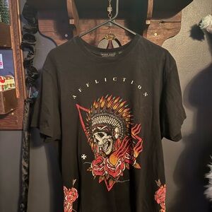 Affliction Black and Red Graphic Tee